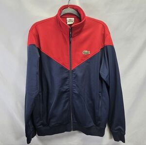 Lacoste Zip Jacket Mens 7 XXL Blue Red Full Zip Track Tennis